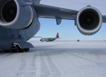 Airplanes on sea ice